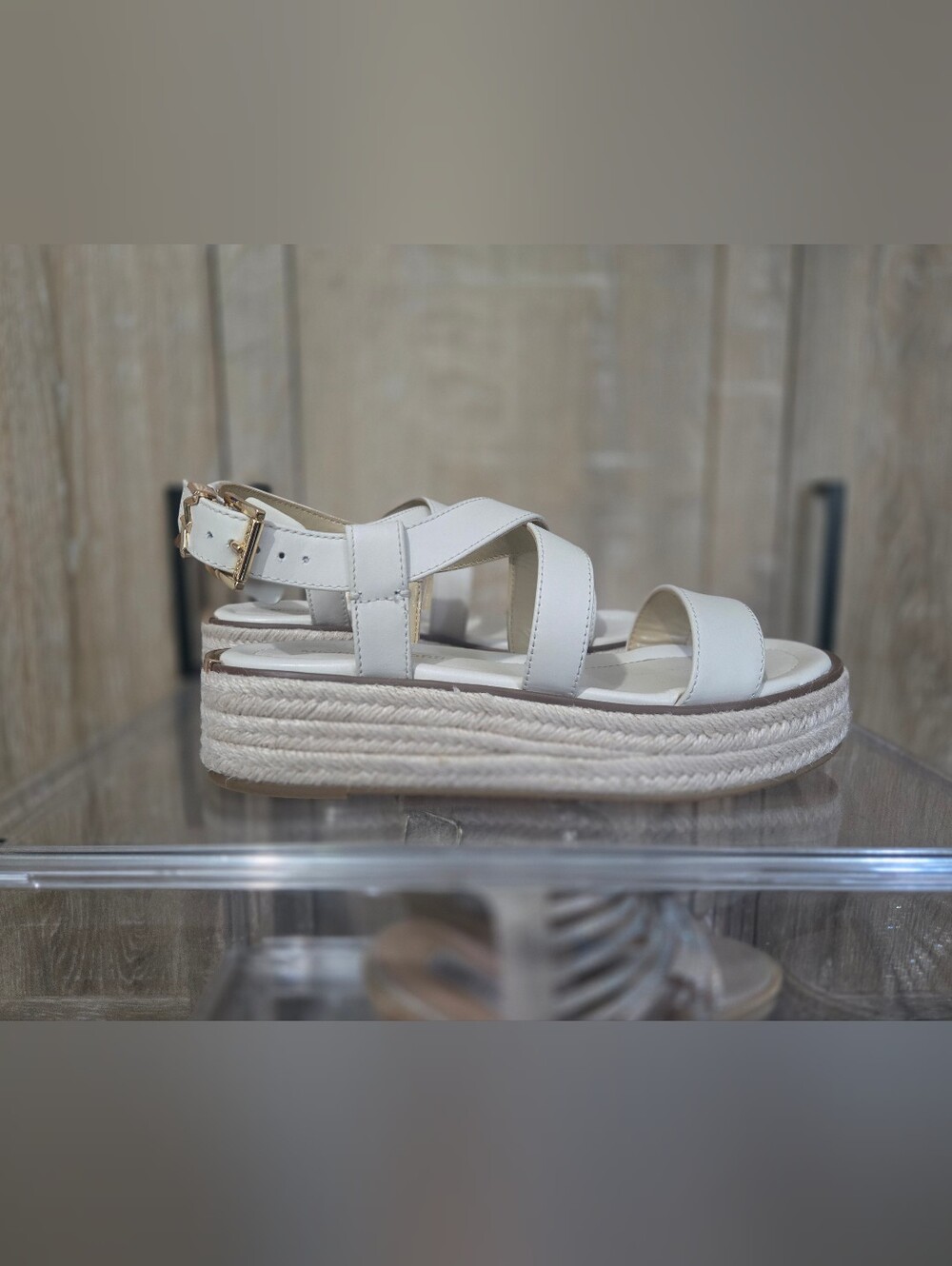MICHAEL KORS Cream Espadrille Platform Sandals Size 8